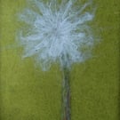 Dandelion Needle felted and hand embroidered  framed picture - hand dyed