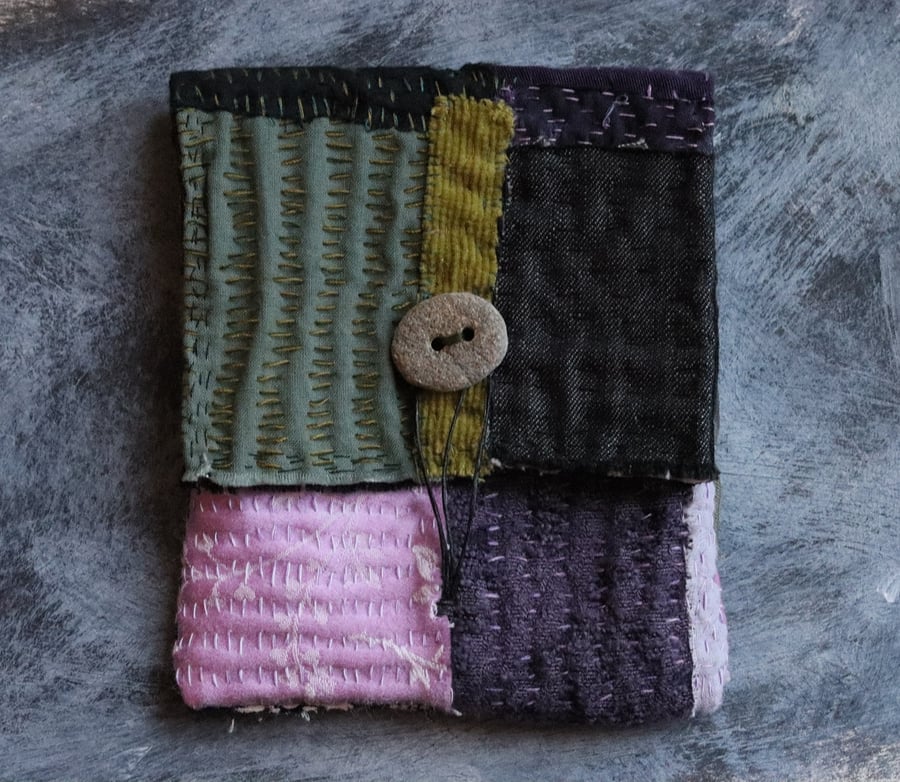 slow stitched cloth pouch