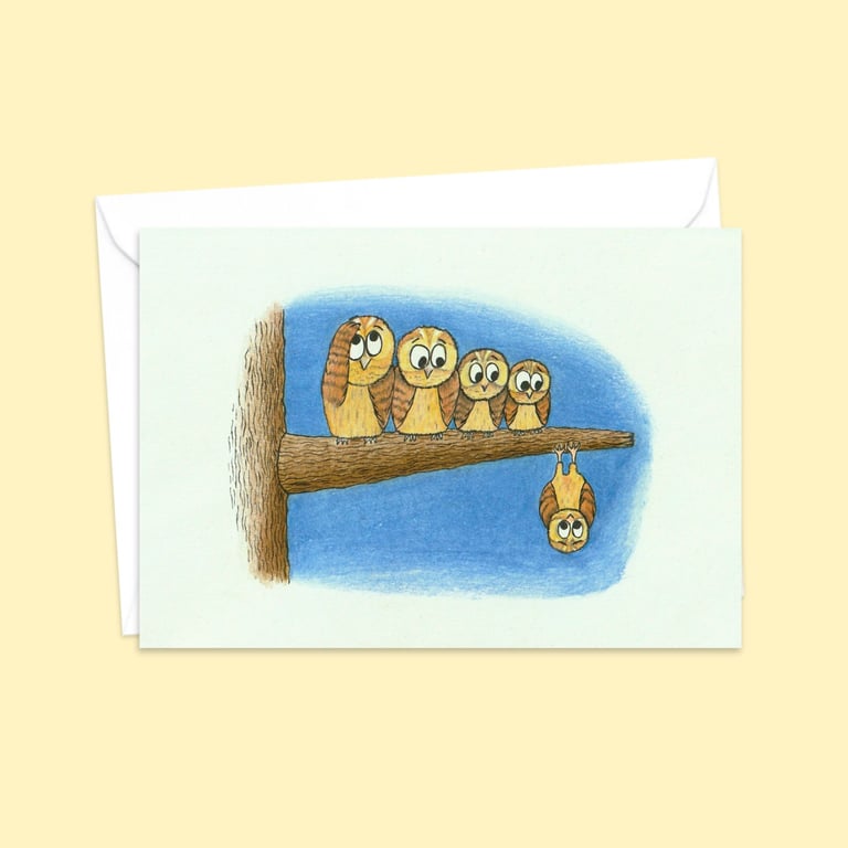 Night Owls Greetings Card: Illustrated Birthday Card for an Animal Lover (206)