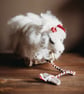 Pure wool sheep on wheels, art doll Dollie, pull along farm animal