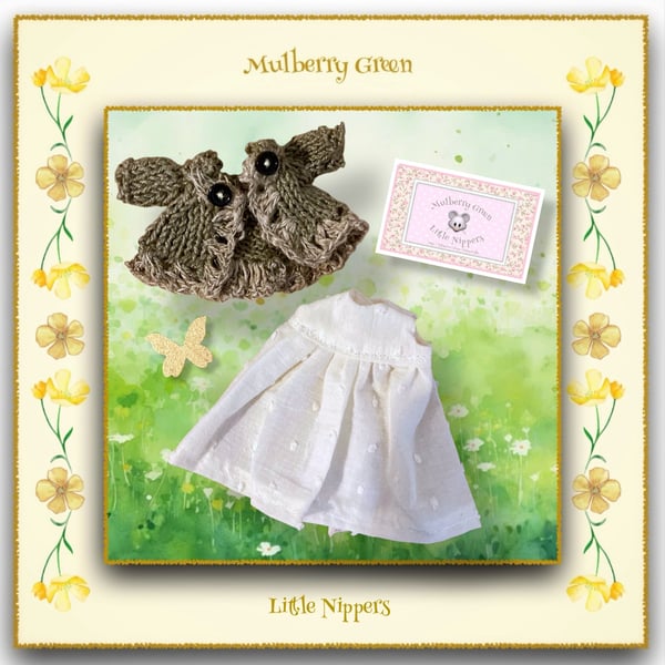 Little Nippers Cream Muslin Dress and Linen Jacket Set