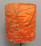 Orange with Green Brown Lines Swedish 50s Mid Century Vintage fabric Lampshade - Image 4