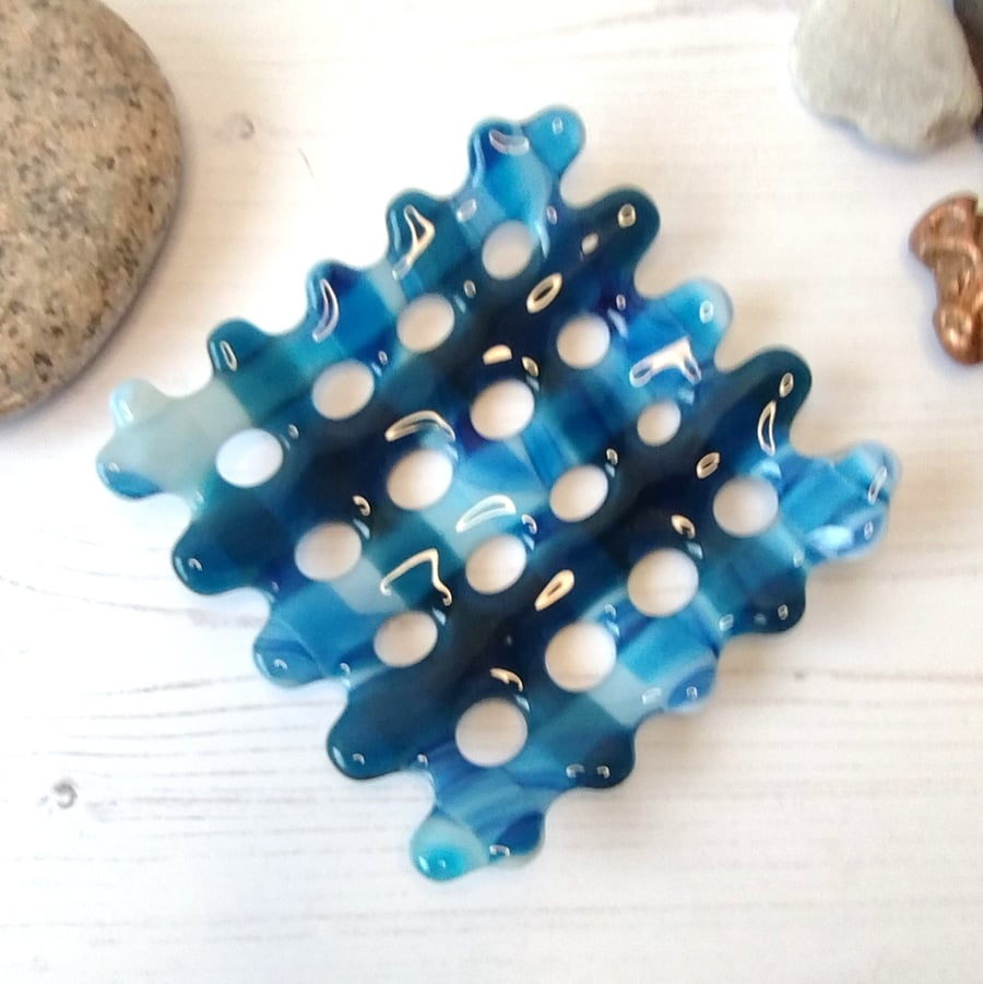 Woven Fused Glass Dish - Ocean Waves Trinket Bowl Thoughtful Gift