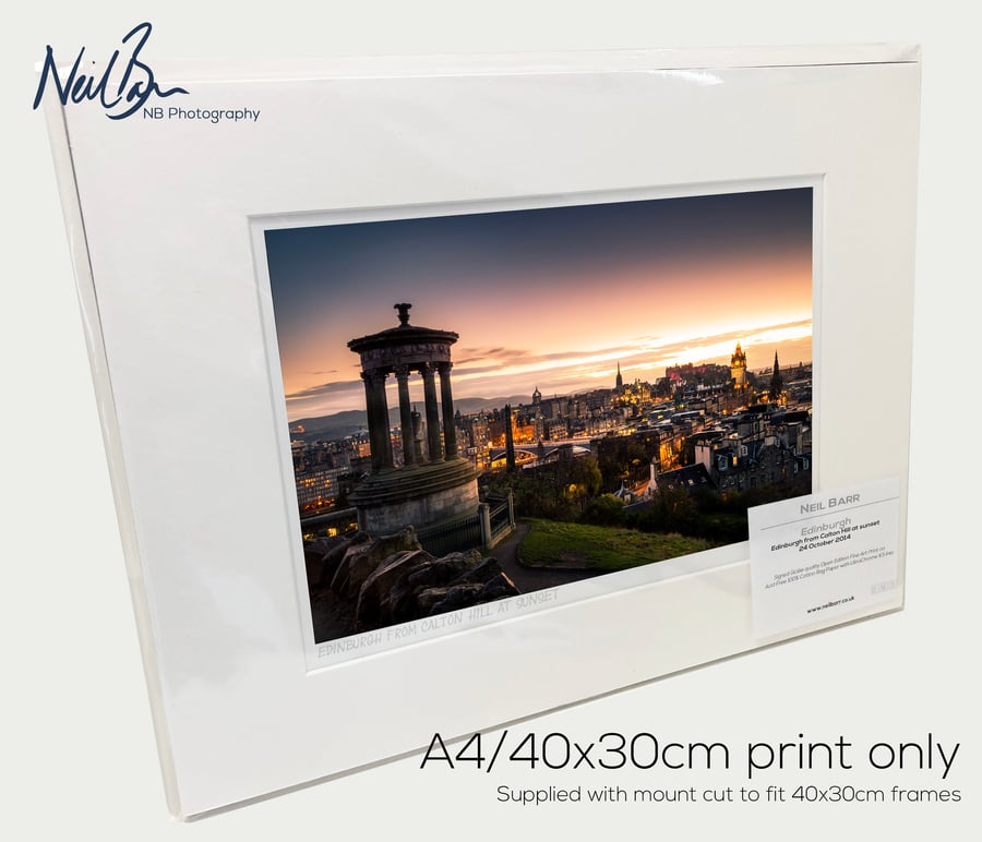 Edinburgh Castle from Calton Hill Scotland - A4 (40x30cm) Unframed Print
