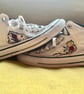 Hand-Embroidered White Converse High Tops – One of a Kind – EU 40 UK 7