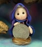 Tiny Shilling Gnome 'Sheilagh' with 1954 shilling OOAK Sculpt Ann Galvin