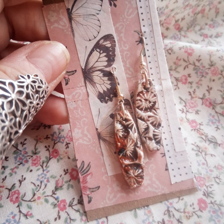ceramic earrings handmade- reduced- sterling silver fittings no c7