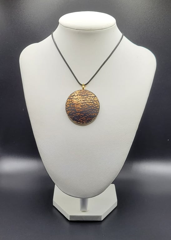 Handmade Polymer Clay Pendant Necklace, 40mm Artisan Boho Jewelry