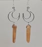 Silver Crescent Moon Charm Dangle Earrings with Champagne Aura Quartz Points - Image 5