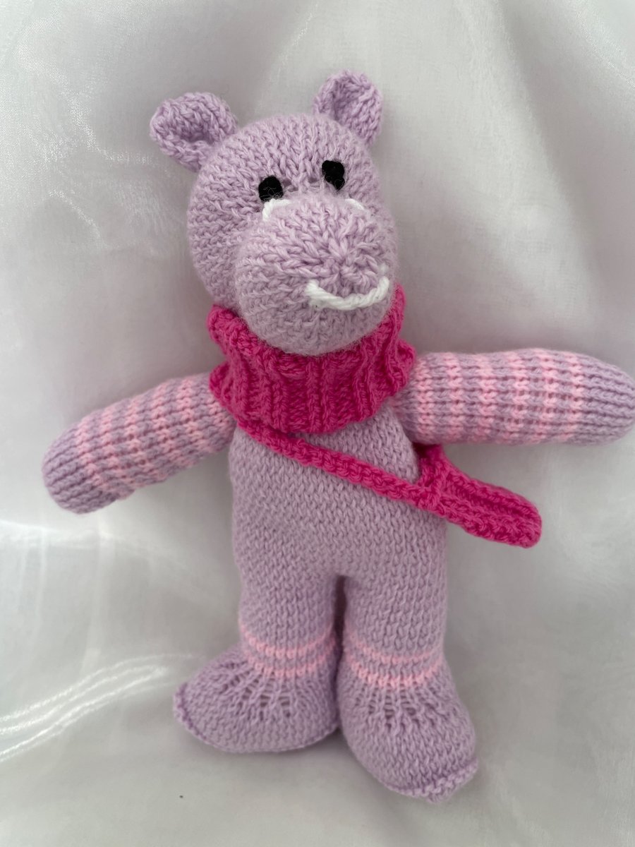 Hand Knitted Soft Body Lilac Hippo