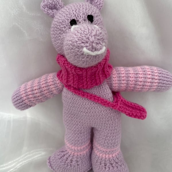 Hand Knitted Soft Body Lilac Hippo
