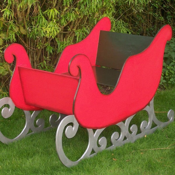 Large Wooden Christmas Santa Sleigh Garden Display Xmas Wedding Prop Shop Home