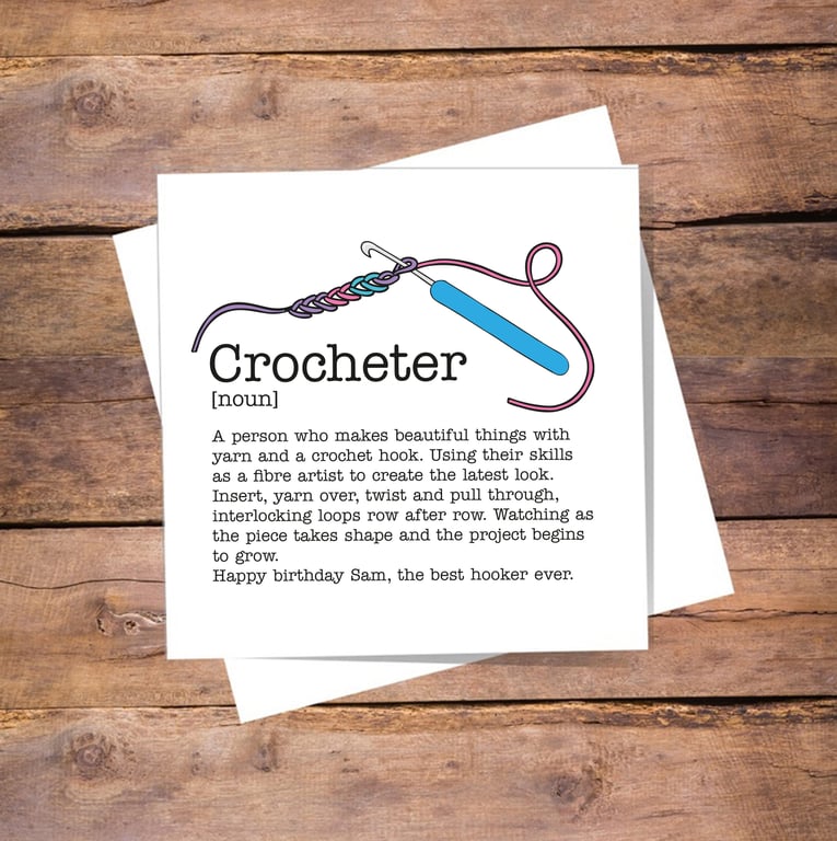 Crocheter Definition Personalised Card - Yarn Artist, Hooker, Crafter