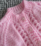 14" Patterned Round Neck Cardigan (BabyPink) - Image 2