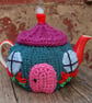 Country cottage tea cosy - hand embroidered, to fit a tea for one or two  teapot