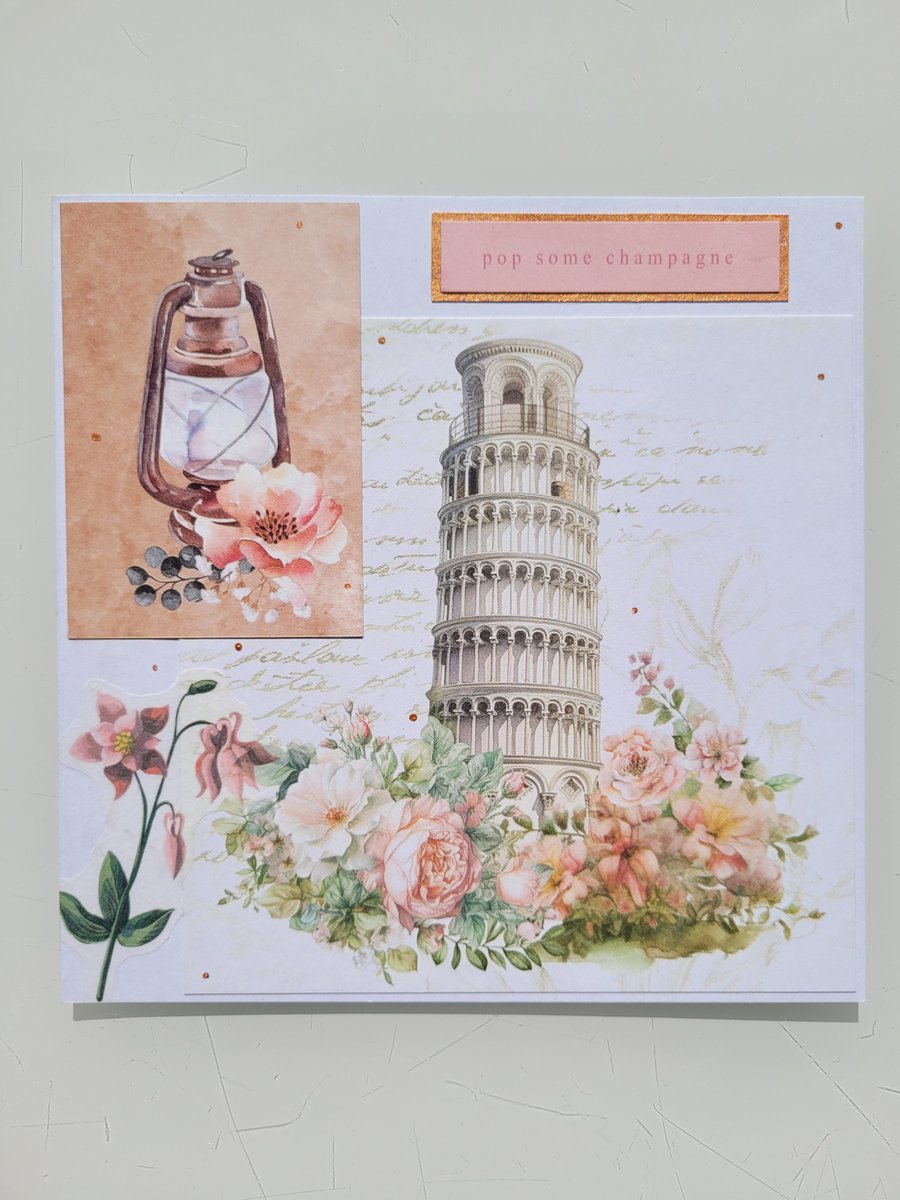 Pisa Tuscany ‘Pop Some Champagne’ Special Occasion Card - Birthday, Wedding, etc