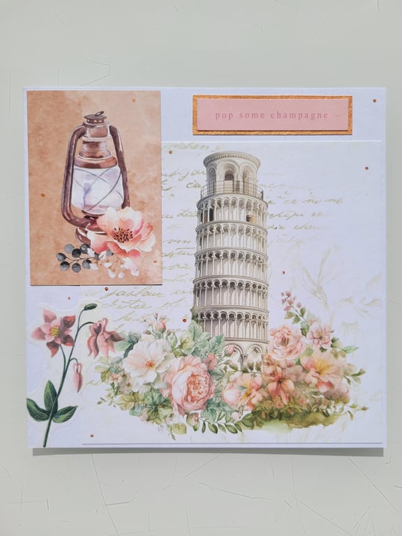 Pisa Tuscany ‘Pop Some Champagne’ Special Occasion Card - Birthday, Wedding, etc