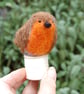 Robin on a bobbin. Needle Felt Robin - wool textile art. - Image 3