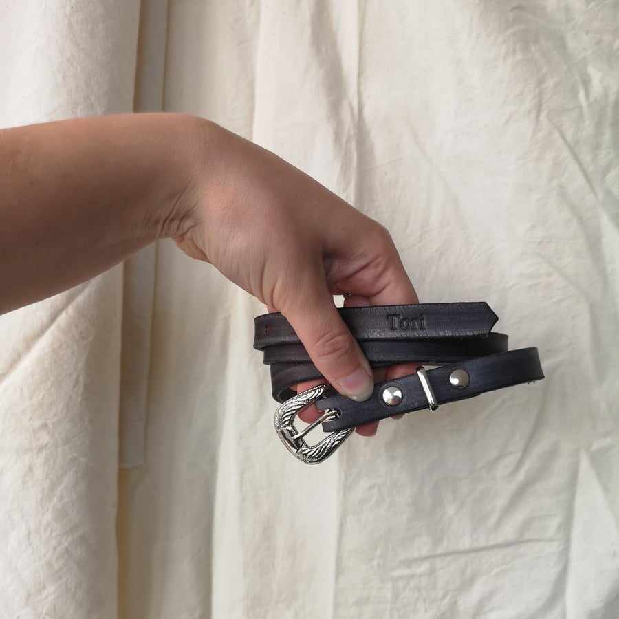 Personalised Leather Belt, With Reclaimed Western Buckle. Western Style Cowboy