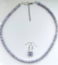 Lilac Genuine Freshwater Pearl Necklace & Earrings Set Silver Plated Jewellery  - Image 5