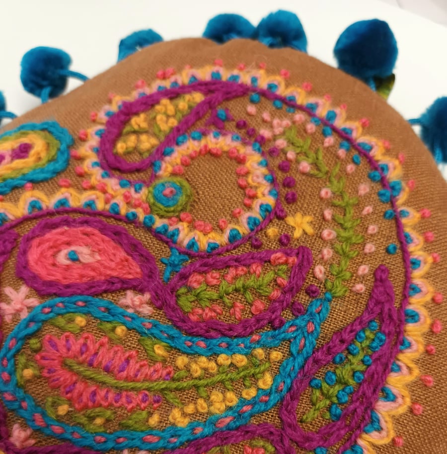 Boteh Cushion Kit, Crewel Work,  Appletons Crewel Wool 