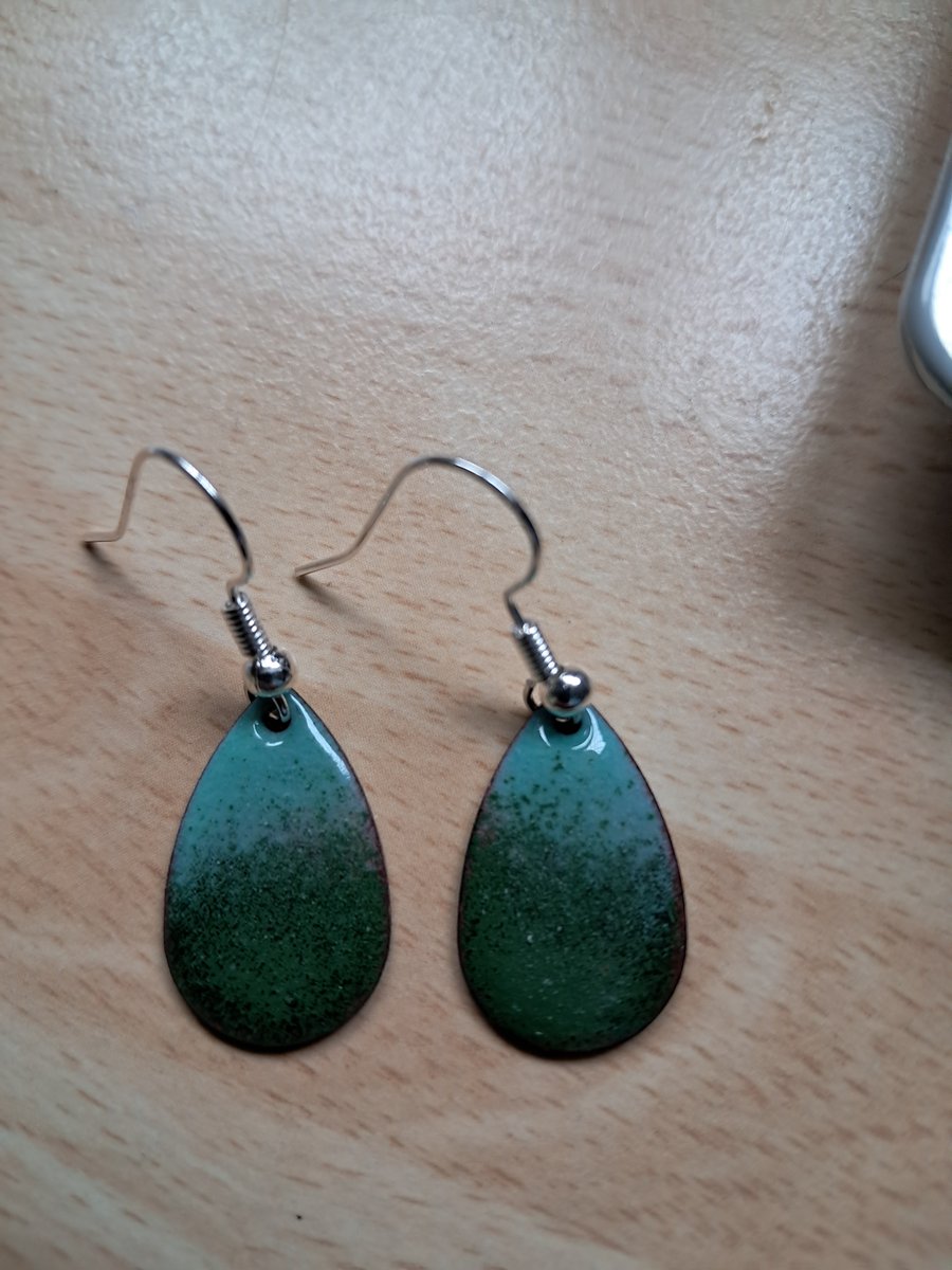 Tear Drop Enamelled Earrings
