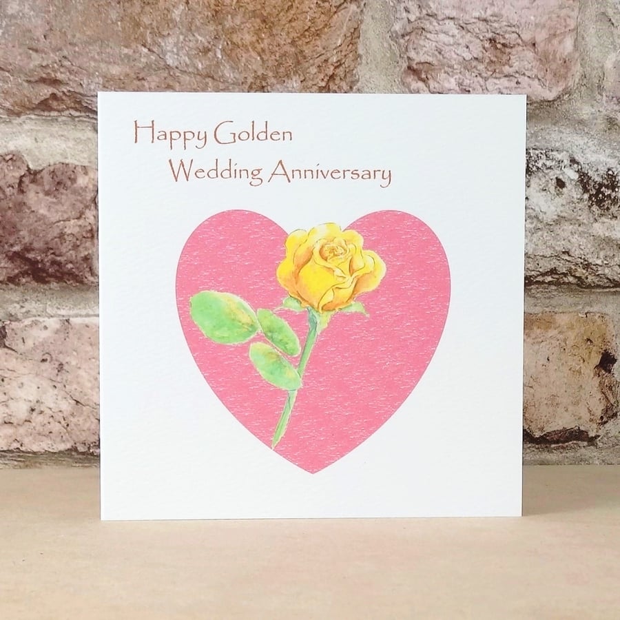 Golden Wedding Anniversary Card Rosebud