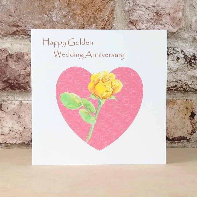 Golden Wedding Anniversary Card Rosebud