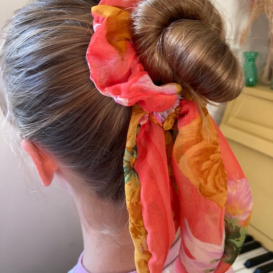 Hair scrunchies - a pack of 3 made from recycled sari fabrics. 