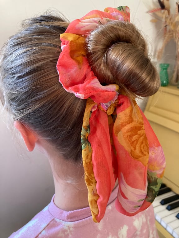 Hair scrunchies - a pack of 3 made from recycled sari fabrics. 