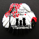 Cat Valentines Gift, Hand Painted Shell, Three Black Cats Love Tree Painting
