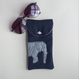 Embroidered Elephant Glasses Case