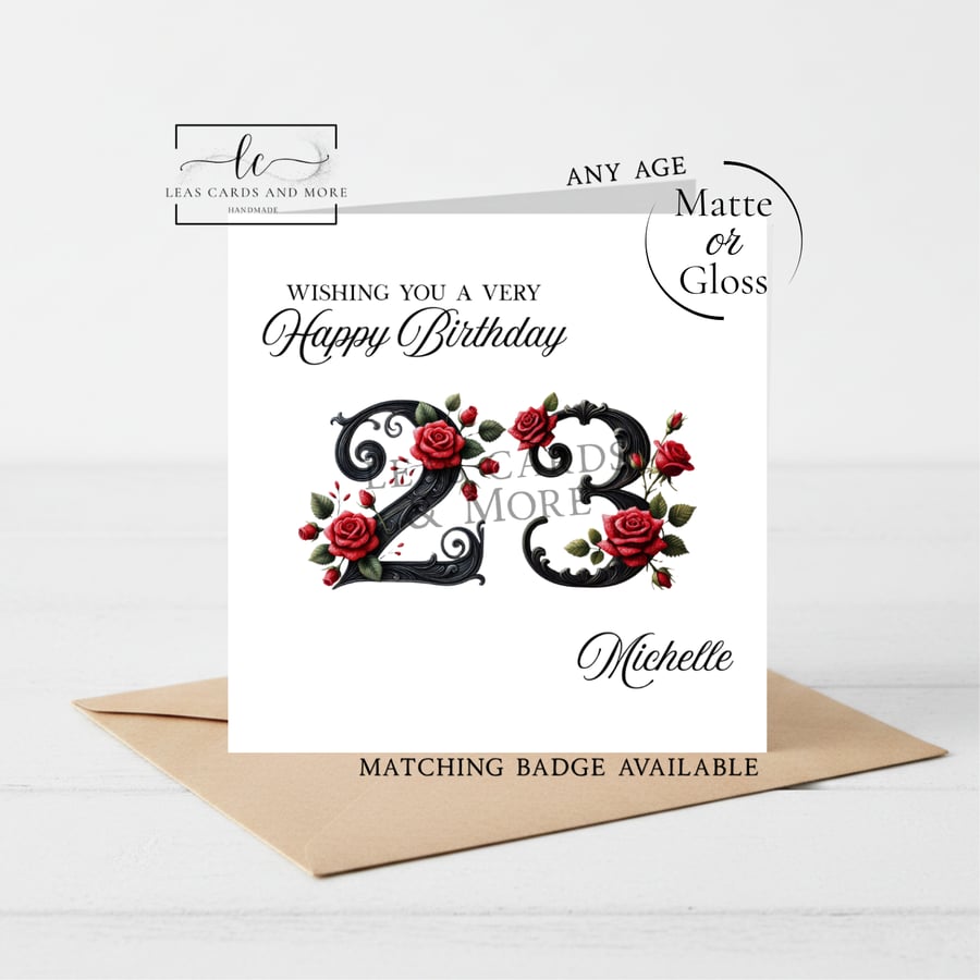 Any Age - Red Rose Age Happy Birthday Card