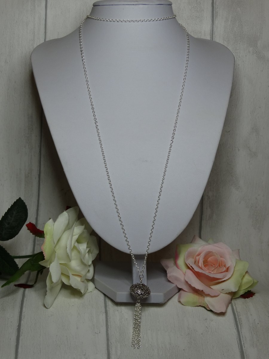 Silver chain long line necklace