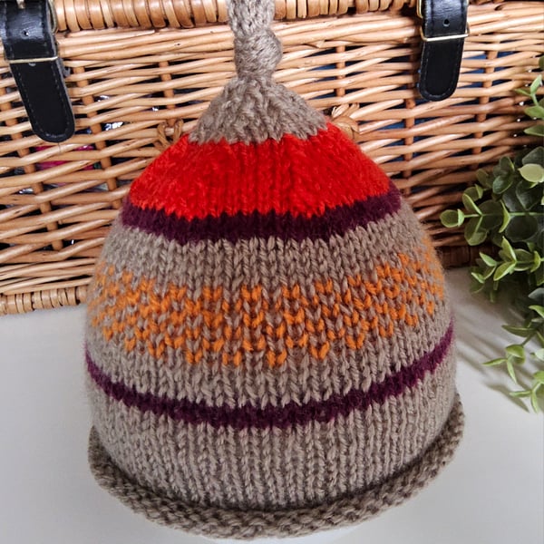 Designer  Baby Knotted Fairisle Hat 3-9 months size 