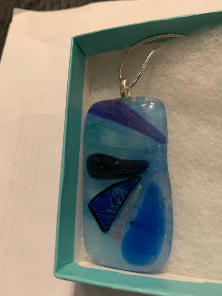Sky Blue Pendant with Dichroic Glass 