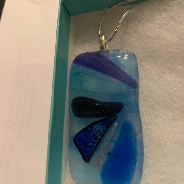 Sky Blue Pendant with Dichroic Glass 