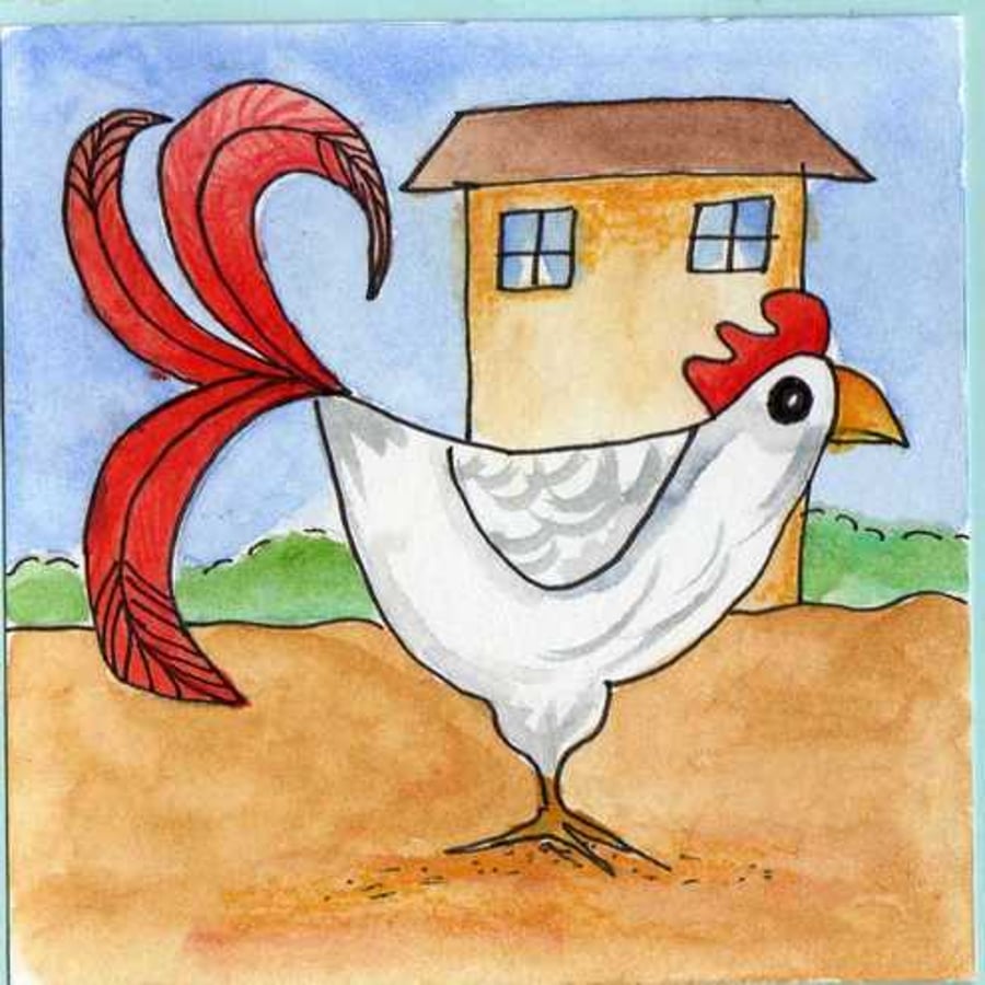 farmyard hen ORIGINAL ART (not a print)