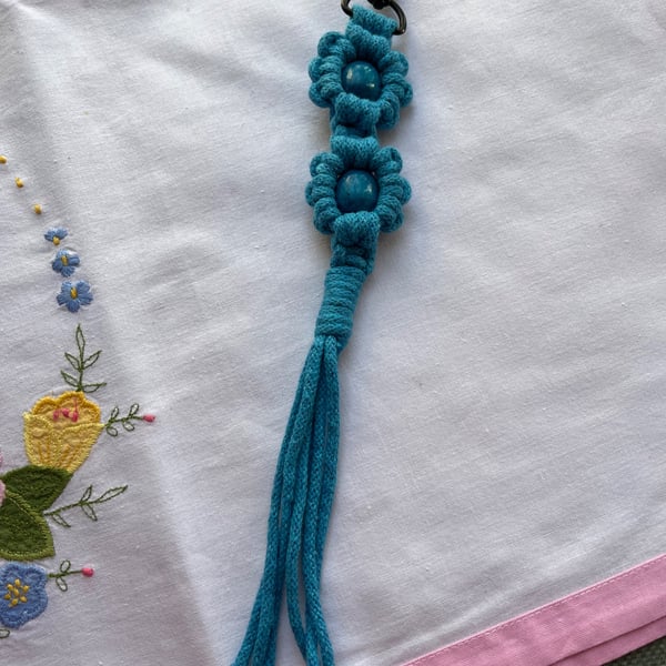 Handmade Macramé Fidget Flower Bag Charm Keyring