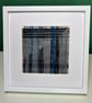 Charcoal, grey, black and teal yarn Art – Handmade Framed Textile Wall Art - Image 1