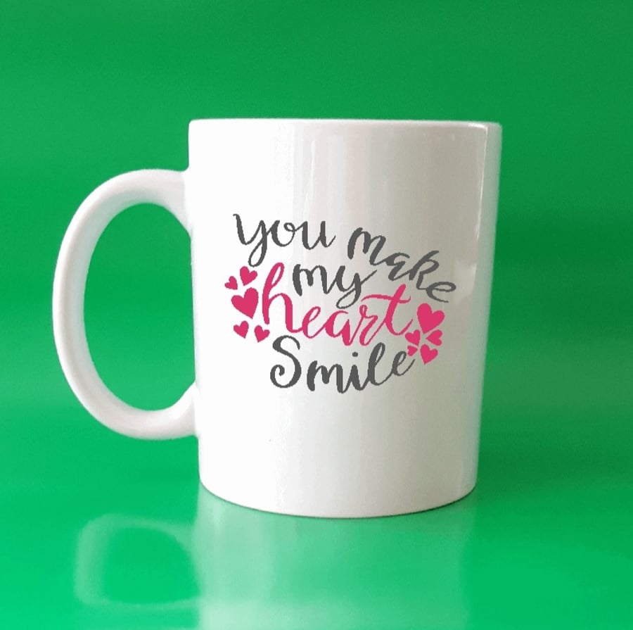 Personalised Mugs, coffee mugs, gifts for women, You make my heart smile