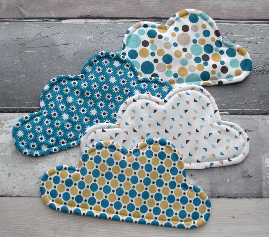 Cloud Coasters  - Set of 4 Fabric Coasters