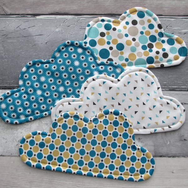 Cloud Coasters  - Set of 4 Fabric Coasters