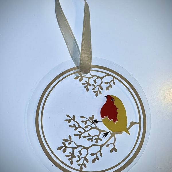 Flat Acrylic Robin Ornament