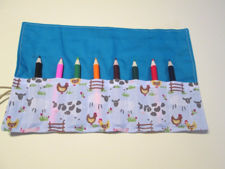 Farmyard Fabric Pencil Roll