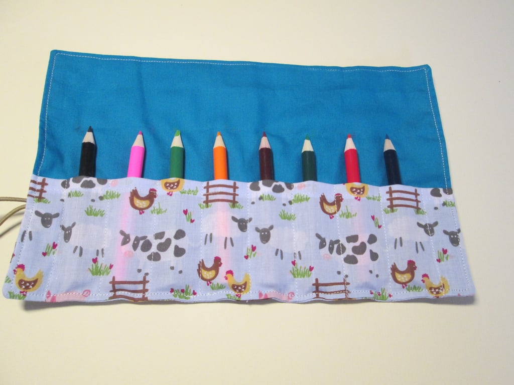 Farmyard Fabric Pencil Roll