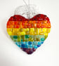 Fused Glass Rainbow Heart - Handmade Glass Suncatcher