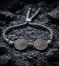 Celtic Spiral Disc Bracelet Adjustable Grey Cord Antique Silver Unisex Handmade  - Image 5