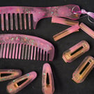 Handmade Resin Hair Accessories Set - Glitter Combs & Clips - Unique Hair Stylin