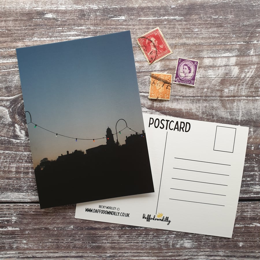 Christmas Lights on Bridgnorth Bridge Postcard